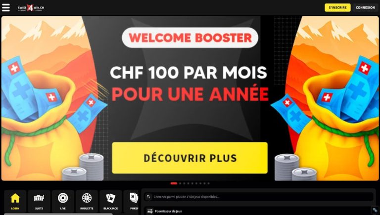 Swiss4win Casino page accueil